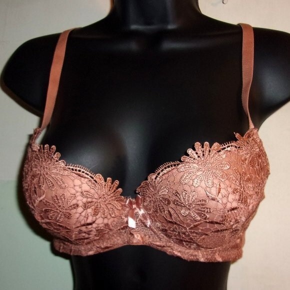 Youmita 38D Cameo Brown Floral Embroidery Underwire bra NWT - Picture 1 of 8